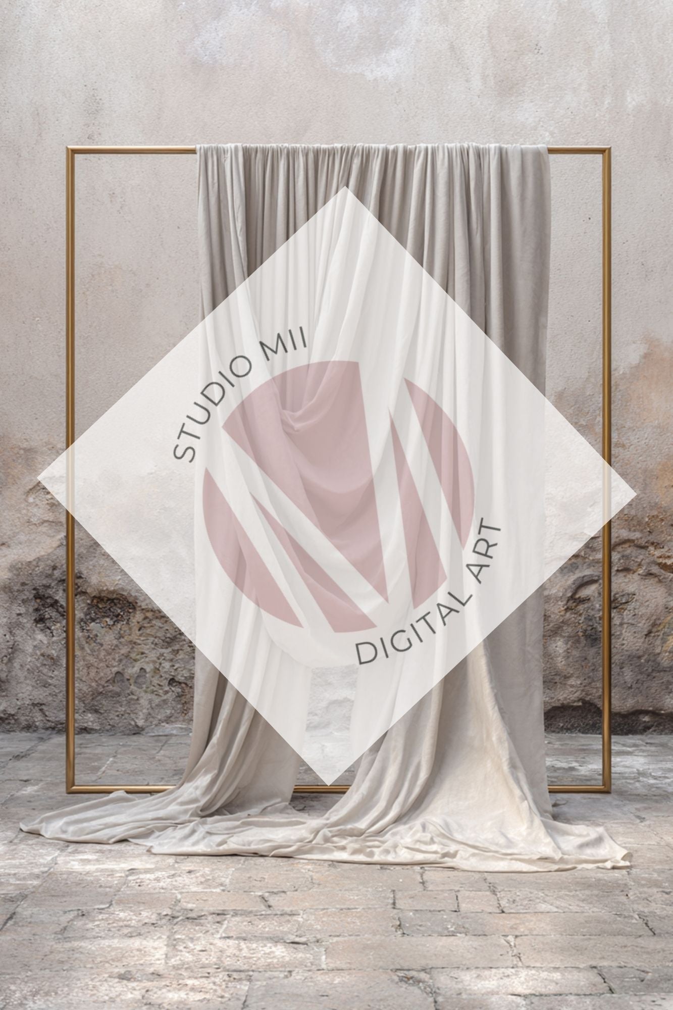 Ivory Draped Fabric Backdrop Set (12) – Old World Textured Wall Fine Art Digital Backgrounds - Studio Mulder