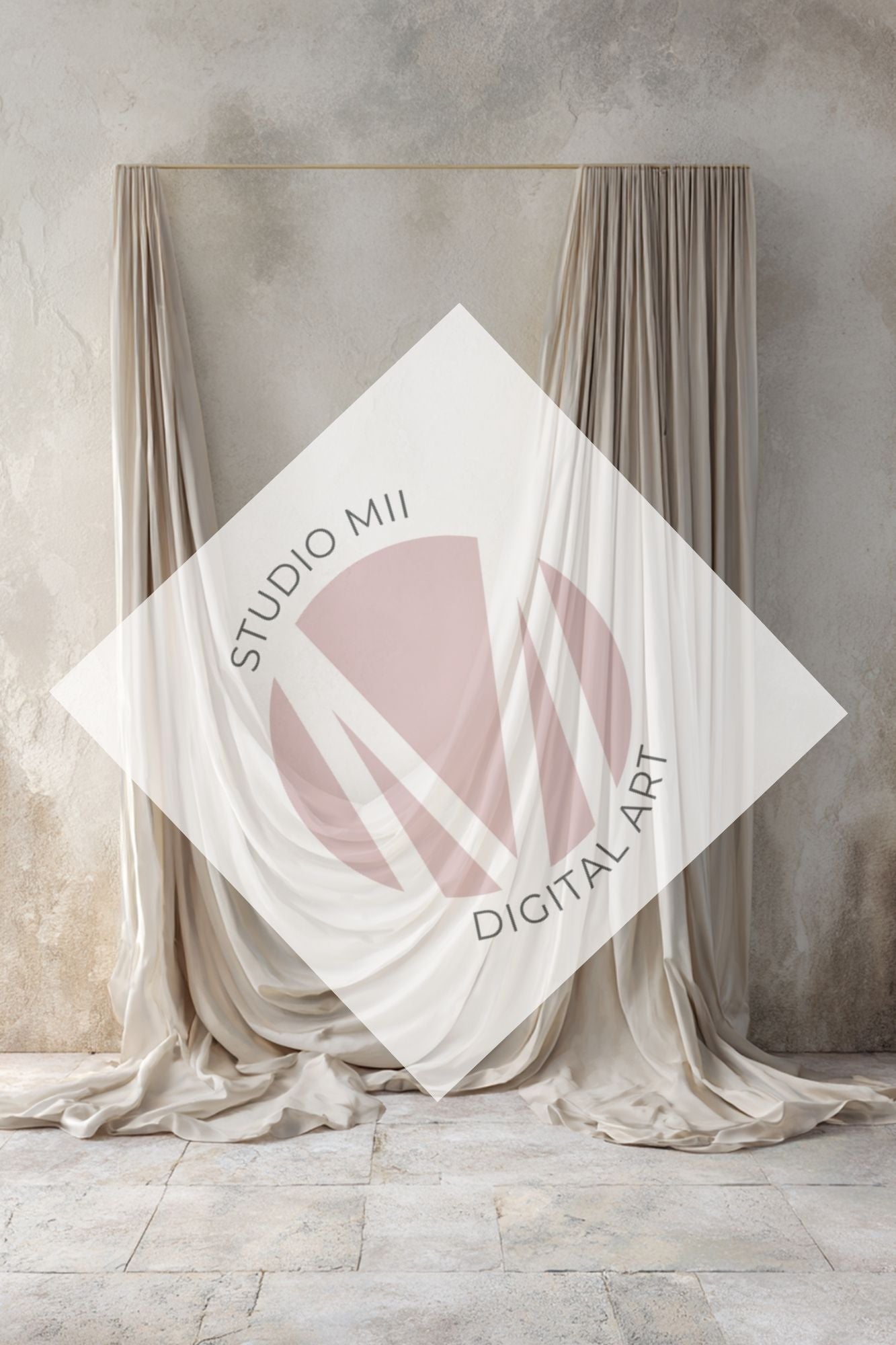 Ivory Draped Fabric Backdrop Set (12) – Old World Textured Wall Fine Art Digital Backgrounds - Studio Mulder