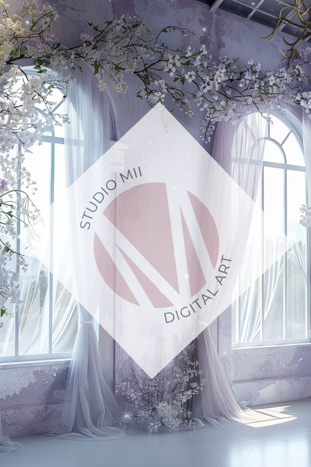 Lavender Floral Window Digital Backdrop Collection – Fine Art Photography Backgrounds - Studio Mulder