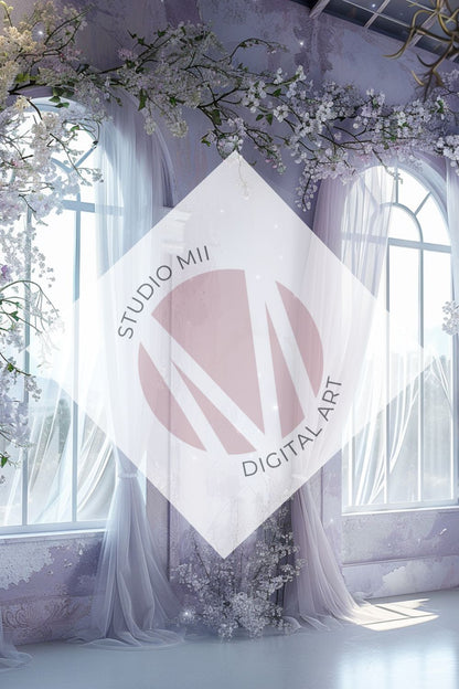 Lavender Floral Window Digital Backdrop Collection – Fine Art Photography Backgrounds - Studio Mulder
