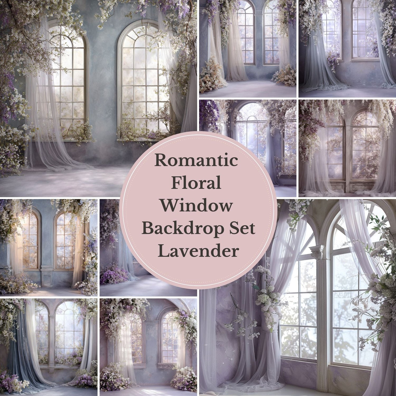 Lavender Floral Window Digital Backdrop Collection – Fine Art Photography Backgrounds - Studio Mulder