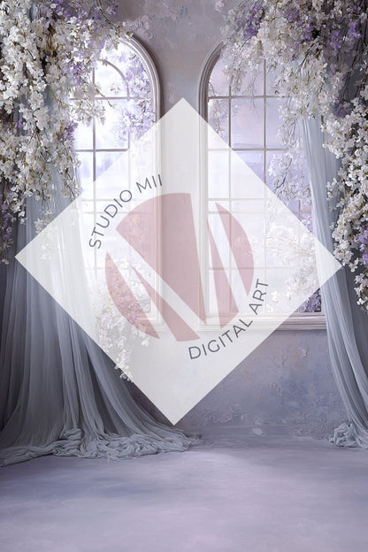 Lavender Floral Window Digital Backdrop Collection – Fine Art Photography Backgrounds - Studio Mulder
