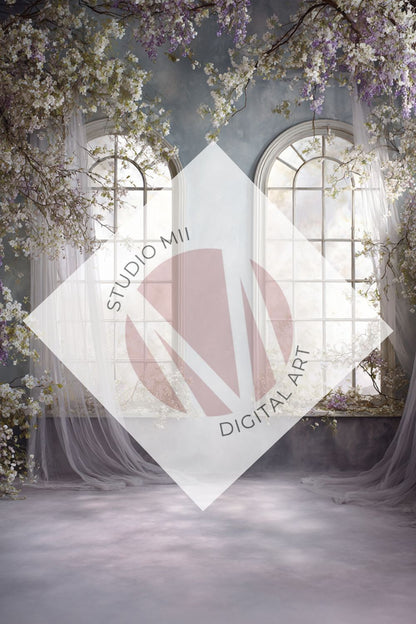 Lavender Floral Window Digital Backdrop Collection – Fine Art Photography Backgrounds - Studio Mulder