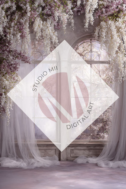 Lavender Floral Window Digital Backdrop Collection – Fine Art Photography Backgrounds - Studio Mulder