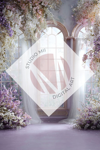 Lavender Floral Window Digital Backdrop Collection – Fine Art Photography Backgrounds - Studio Mulder