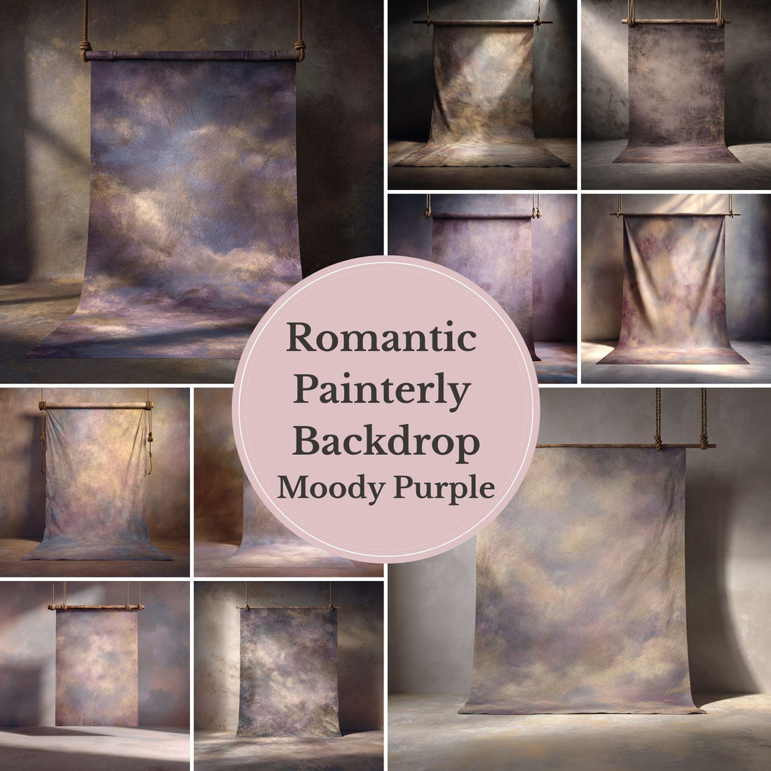 Moody Purple Backdrop – Vintage Painterly Studio Background for Portrait Photography - Mii - Estilo