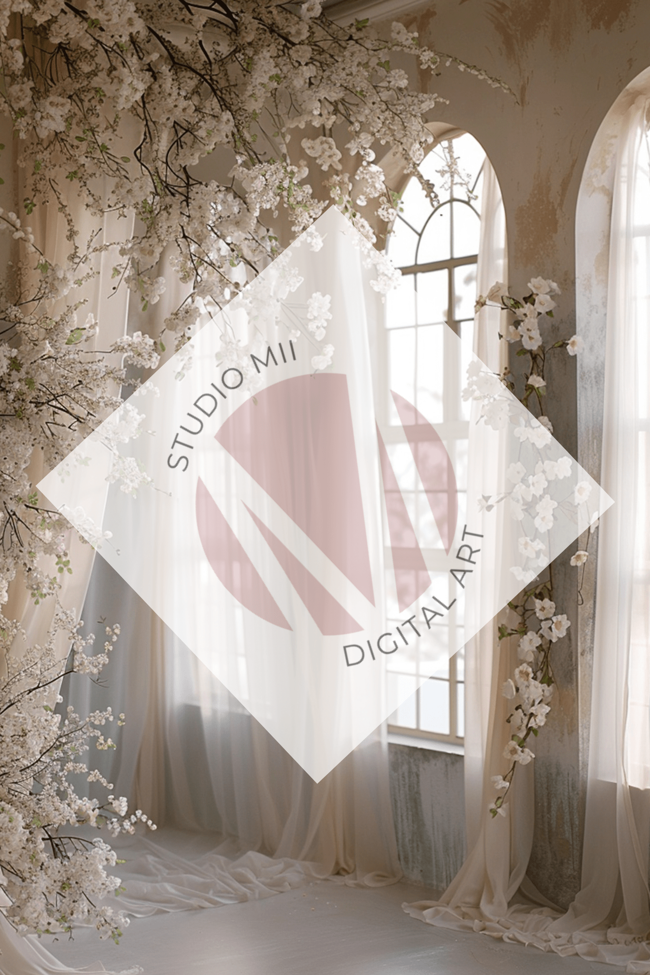 Romantic Floral Window Digital Backdrop Set – Fine Art Photography Backgrounds for Newborn, Maternity &amp; Child Portraits - Studio Mulder