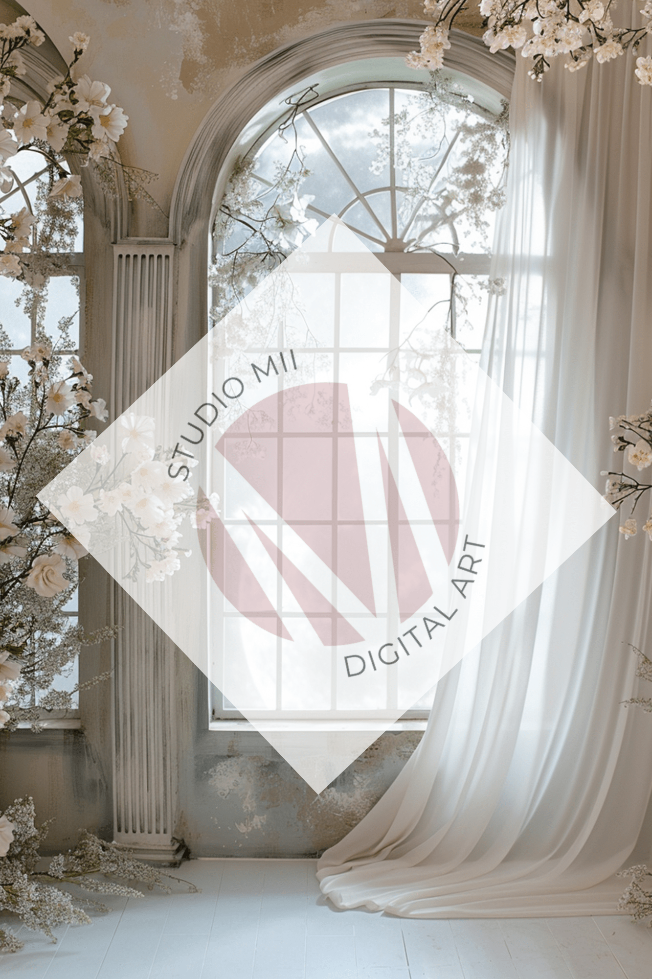 Romantic Floral Window Digital Backdrop Set – Fine Art Photography Backgrounds for Newborn, Maternity &amp; Child Portraits - Studio Mulder