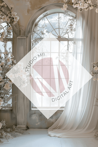 Romantic Floral Window Digital Backdrop Set – Fine Art Photography Backgrounds for Newborn, Maternity &amp; Child Portraits - Studio Mulder