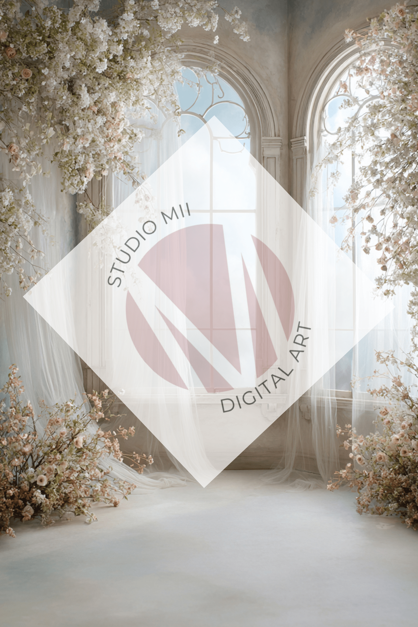 Romantic Floral Window Digital Backdrop Set – Fine Art Photography Backgrounds for Newborn, Maternity &amp; Child Portraits - Studio Mulder