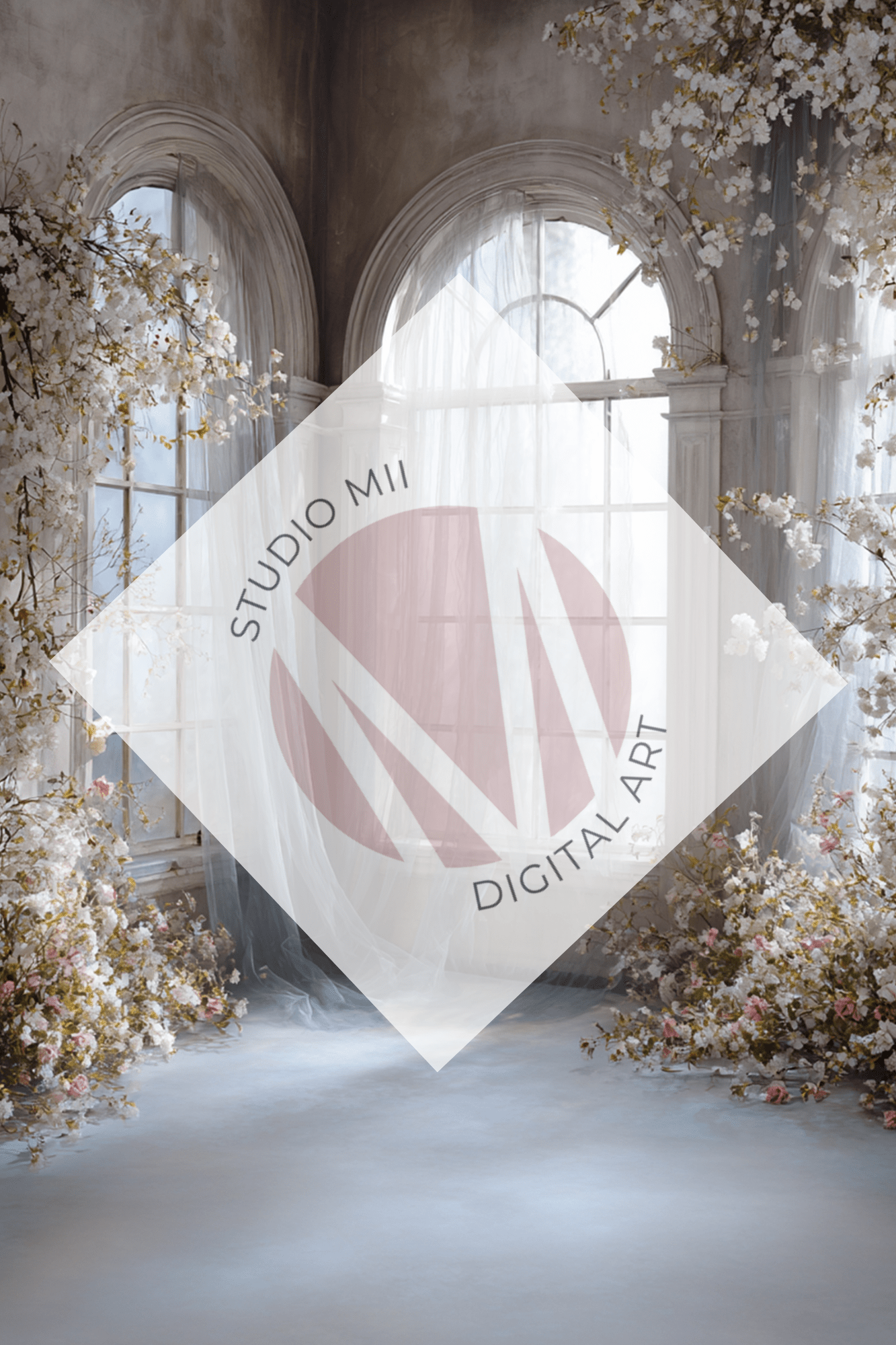 Romantic Floral Window Digital Backdrop Set – Fine Art Photography Backgrounds for Newborn, Maternity &amp; Child Portraits - Studio Mulder