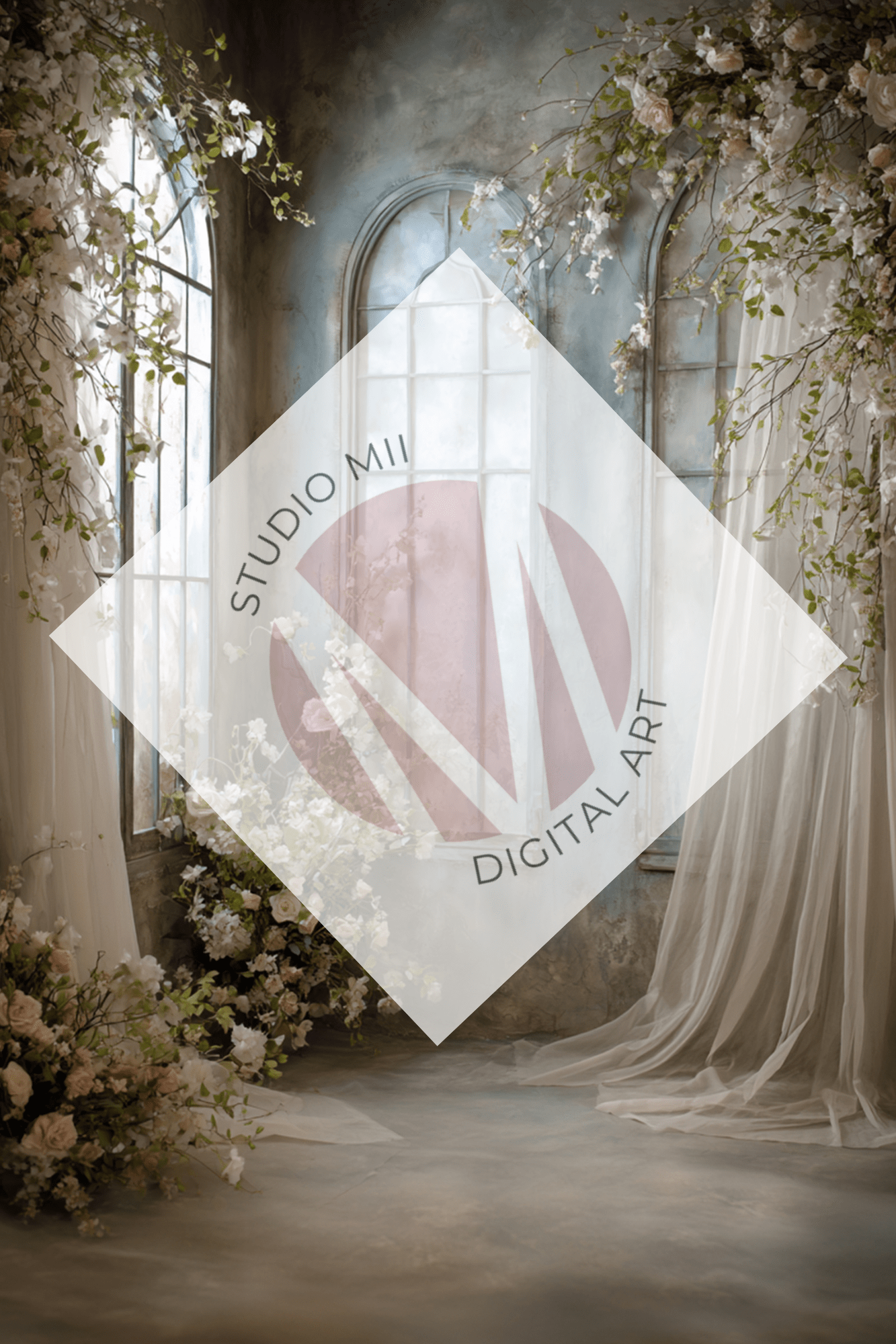 Romantic Floral Window Digital Backdrop Set – Fine Art Photography Backgrounds for Newborn, Maternity &amp; Child Portraits - Studio Mulder
