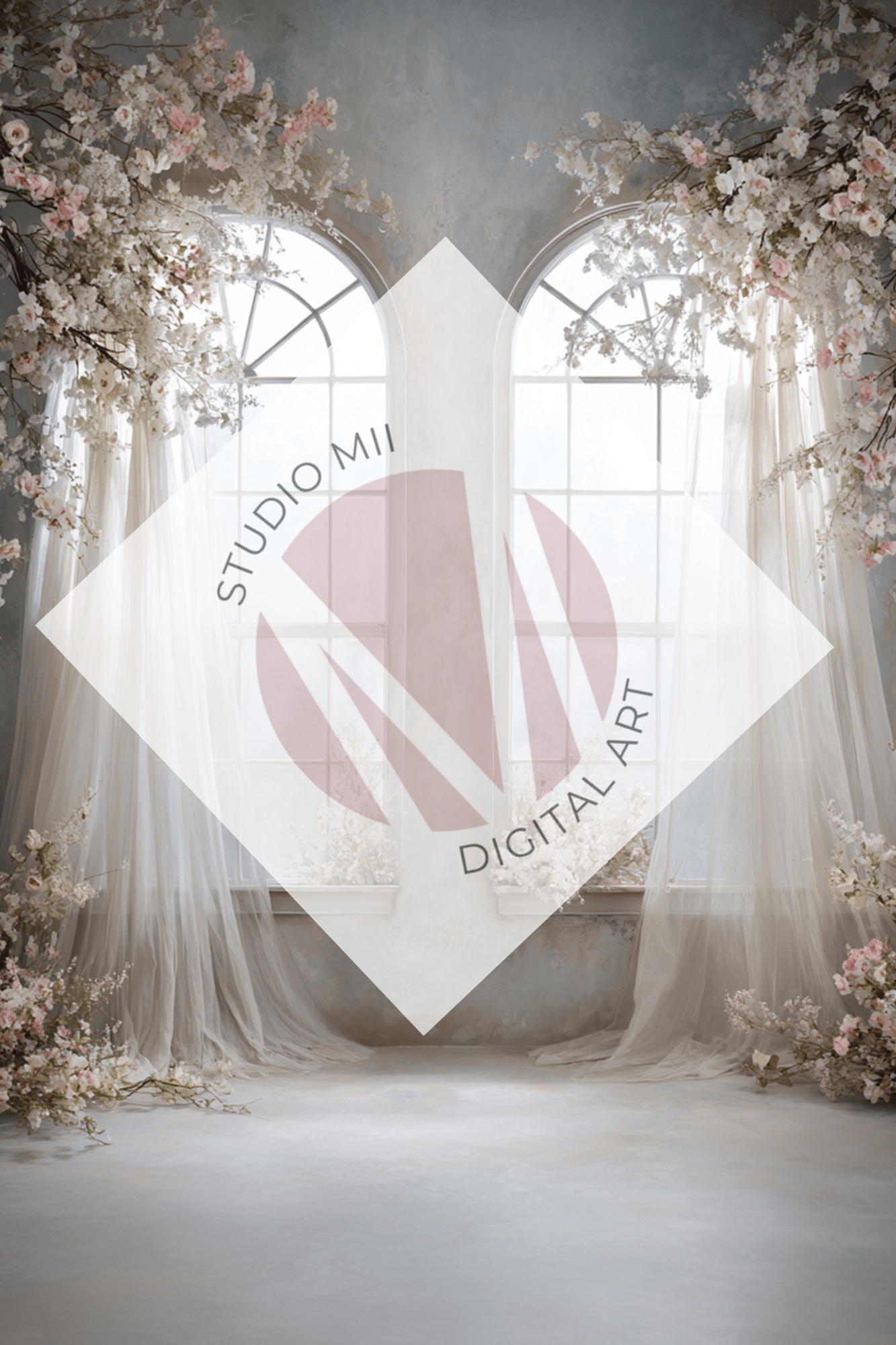 Romantic Floral Window Digital Backdrop Set – Fine Art Photography Backgrounds for Newborn, Maternity &amp; Child Portraits - Studio Mulder