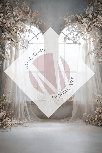 Romantic Floral Window Digital Backdrop Set – Fine Art Photography Backgrounds for Newborn, Maternity &amp; Child Portraits - Studio Mulder