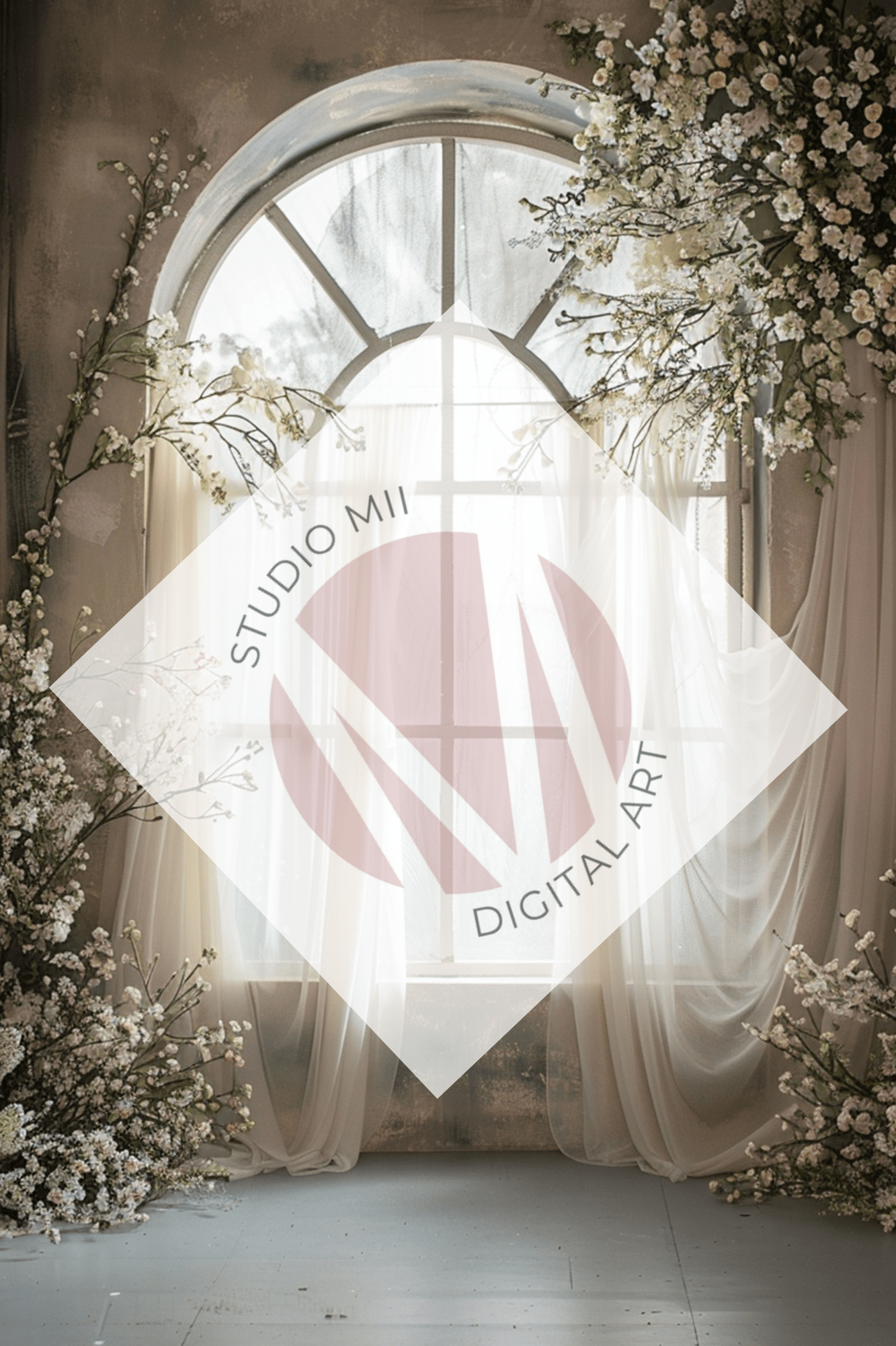Romantic Floral Window Digital Backdrop Set – Fine Art Photography Backgrounds for Newborn, Maternity &amp; Child Portraits - Studio Mulder