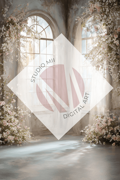 Romantic Floral Window Digital Backdrop Set – Fine Art Photography Backgrounds for Newborn, Maternity &amp; Child Portraits - Studio Mulder
