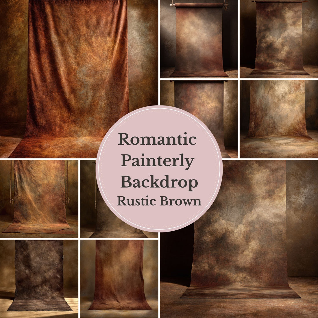 Rustic Brown Backdrop – Vintage Painterly Studio Background for Portrait Photography, Fine Art Digital Backdrop - Mii - Estilo