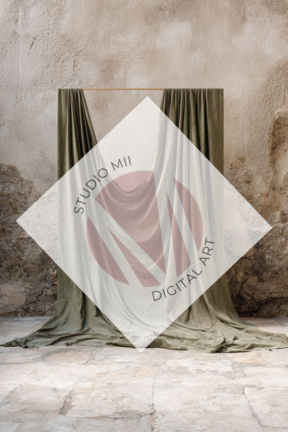 Sage Draped Linen Backdrop – Old World Textured Wall Fine Art Digital Background - Studio Mulder