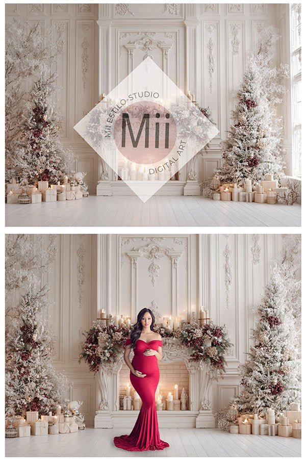 Soft Pastel Holiday Fireplace Backdrop - Mii - Estilo
