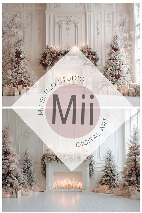 Soft Pastel Holiday Fireplace Backdrop - Mii - Estilo