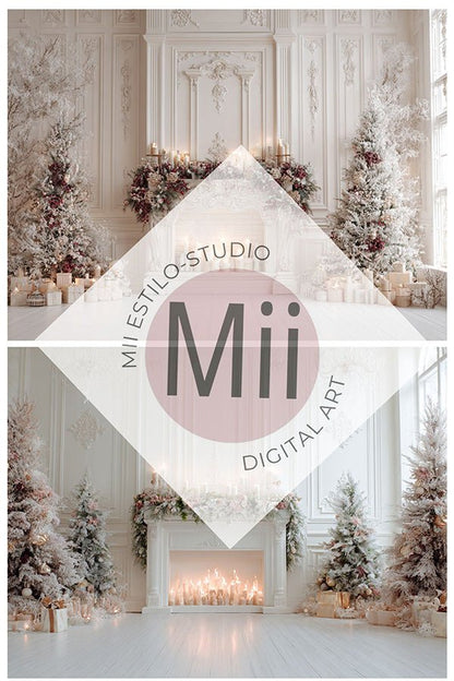 Soft Pastel Holiday Fireplace Backdrop - Mii - Estilo