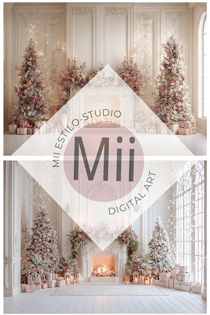 Soft Pastel Holiday Fireplace Backdrop - Mii - Estilo