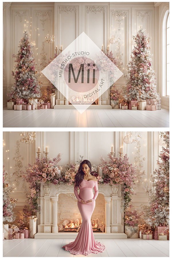 Soft Pastel Holiday Fireplace Backdrop - Mii - Estilo