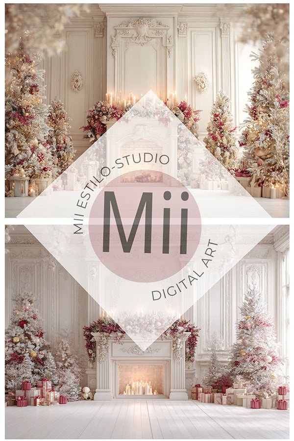 Soft Pastel Holiday Fireplace Backdrop - Mii - Estilo
