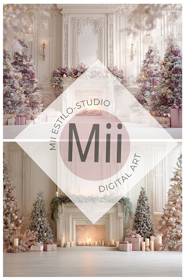 Soft Pastel Holiday Fireplace Backdrop - Mii - Estilo
