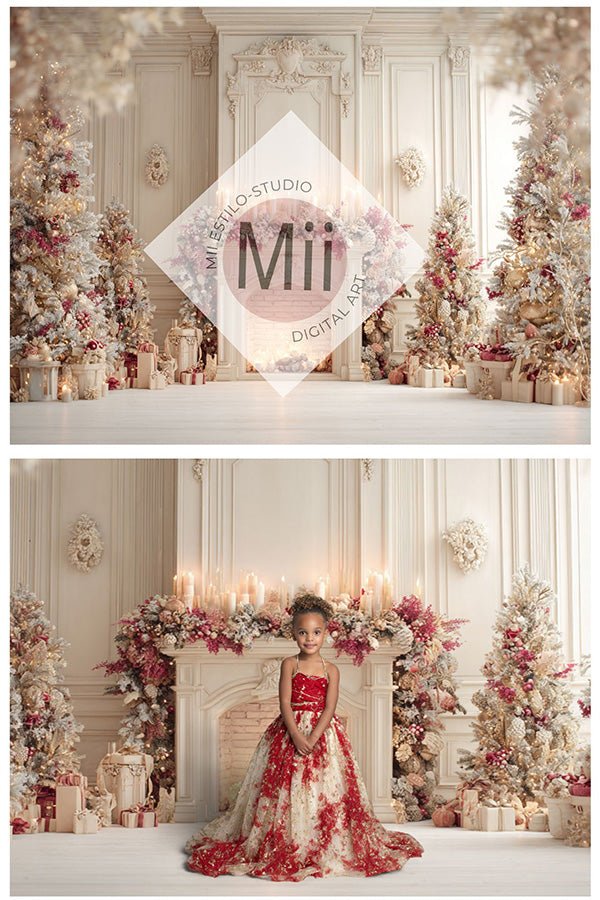 Soft Pastel Holiday Fireplace Backdrop - Mii - Estilo