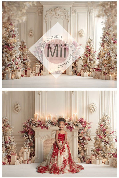 Soft Pastel Holiday Fireplace Backdrop - Mii - Estilo