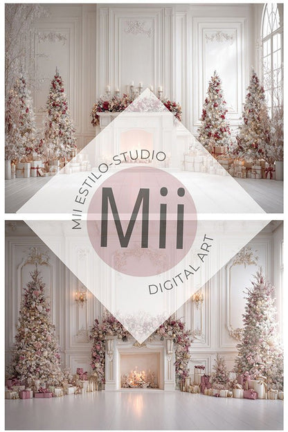 Soft Pastel Holiday Fireplace Backdrop - Mii - Estilo