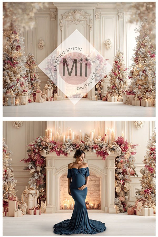Soft Pastel Holiday Fireplace Backdrop - Mii - Estilo