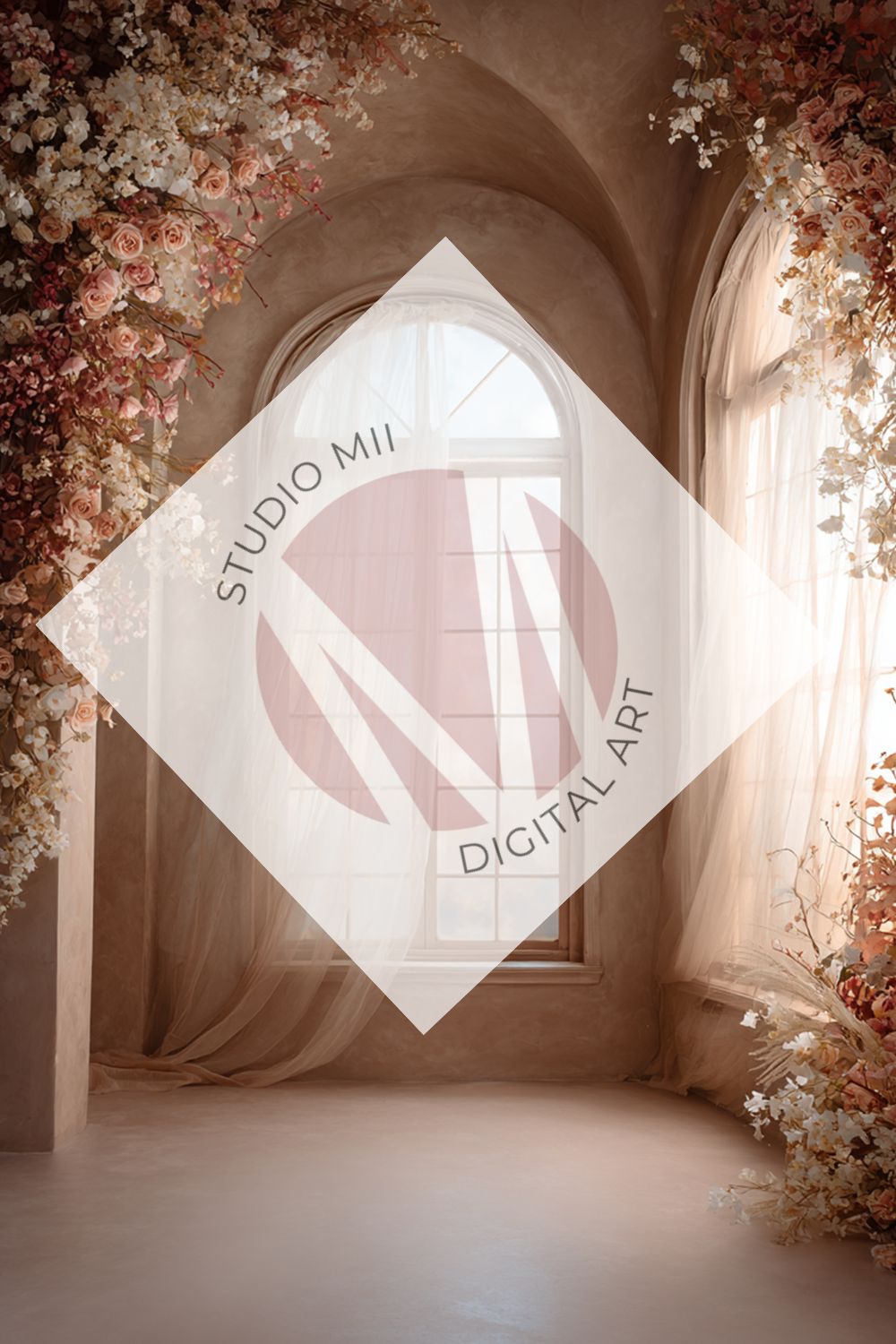 Terracotta Floral Window Digital Backdrop Collection – Fine Art Photography Backgrounds - Studio Mulder