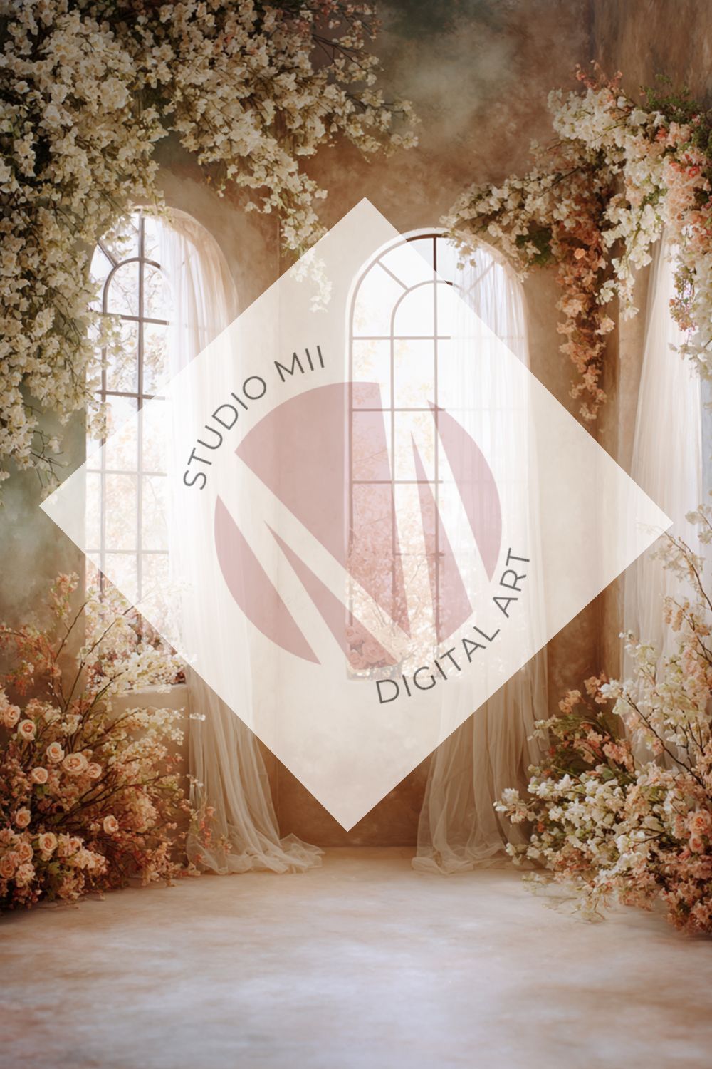 Terracotta Floral Window Digital Backdrop Collection – Fine Art Photography Backgrounds - Studio Mulder