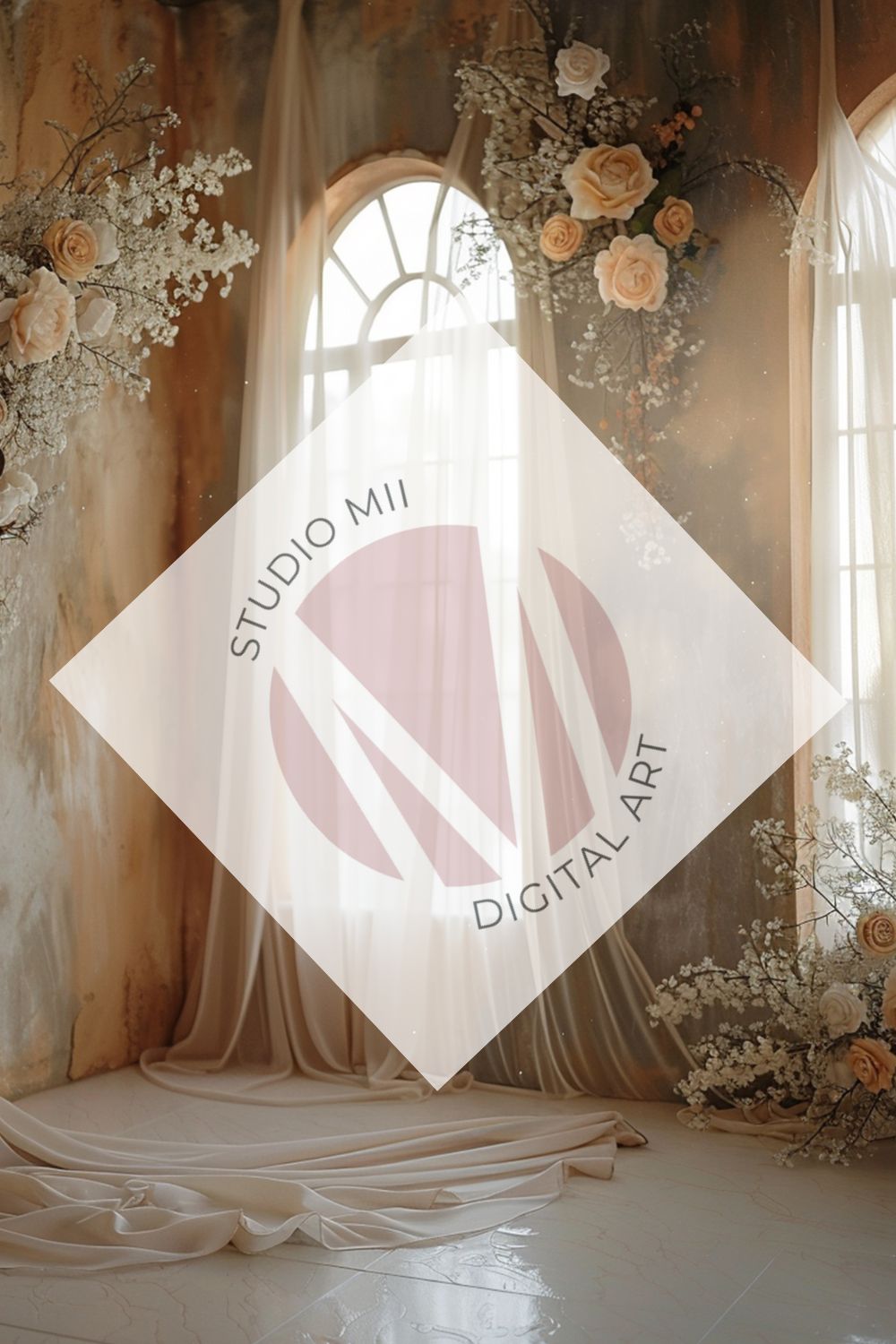 Terracotta Floral Window Digital Backdrop Collection – Fine Art Photography Backgrounds - Studio Mulder