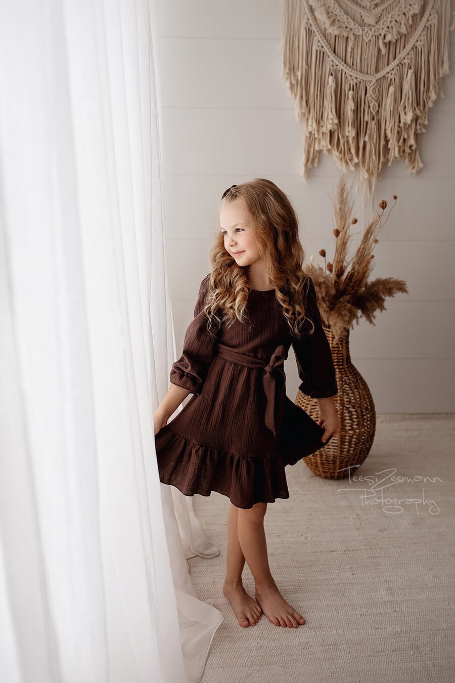 Boho Siena Girls Dress - Chocolate - Mii-Estilo.com