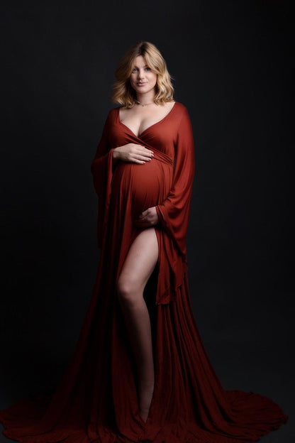 Boho Sofia Maternity Dress - Rust Orange - Mii-Estilo.com