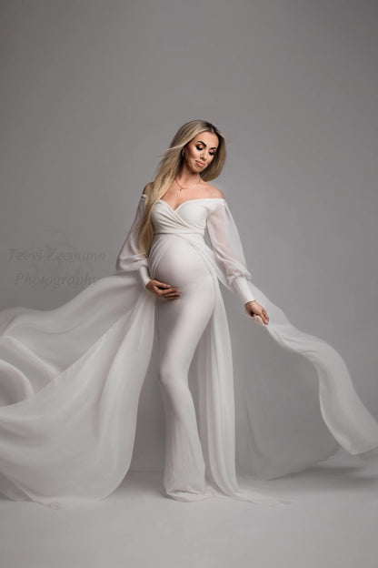 Camassia Maternity Dress Off White - Mii-Estilo.com