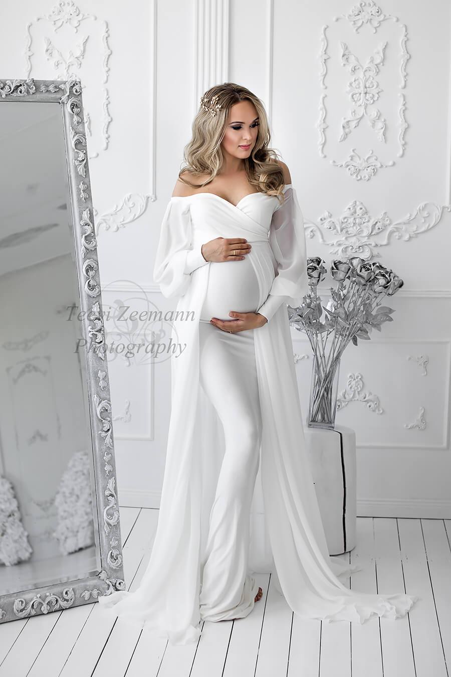 Camassia Maternity Dress Off White - Mii-Estilo.com