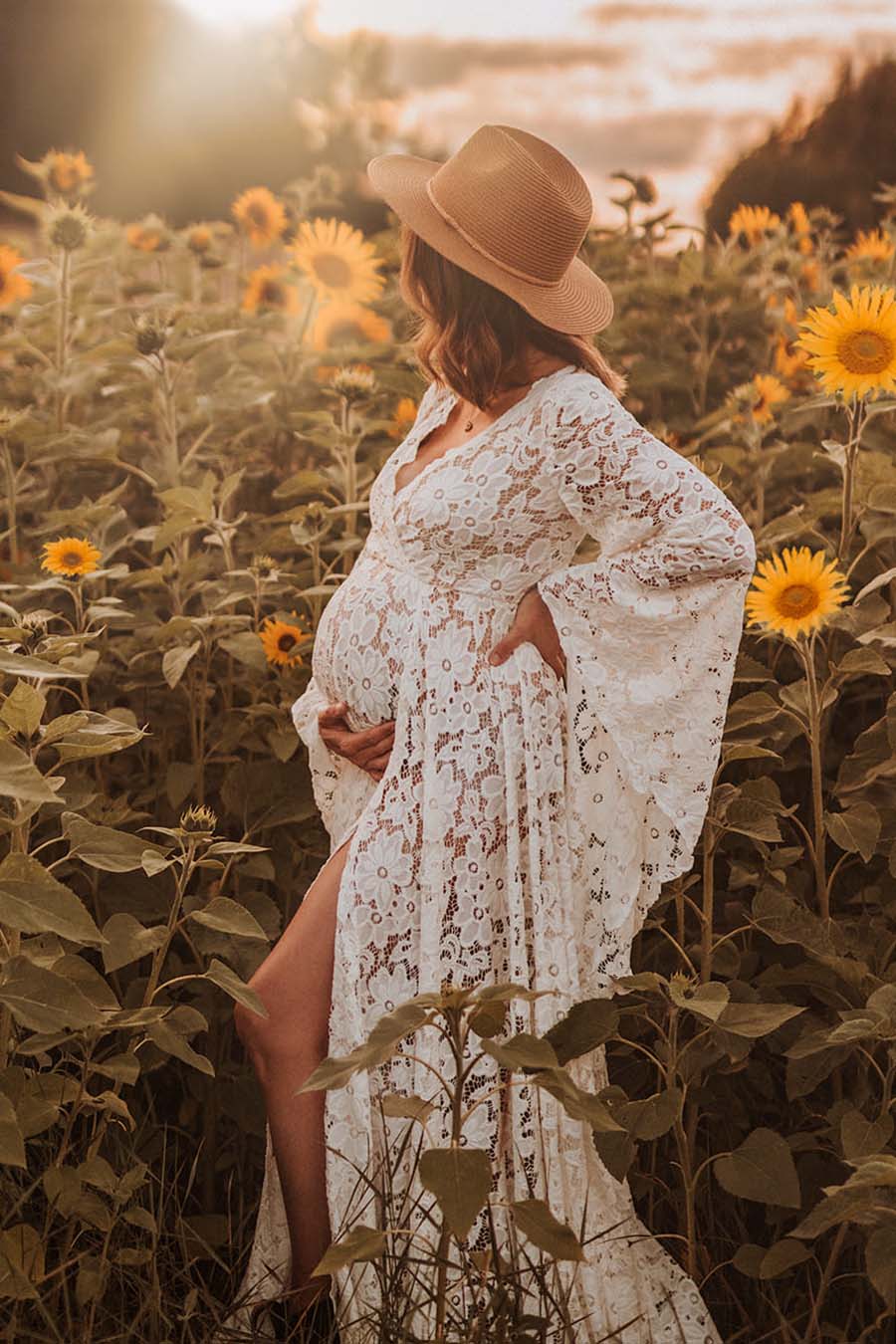 Women's Maternity Dress for Photoshoot Off Shoulder Lace Maxi Dress Elegant  Baby Shower Photography Props - Walmart.com