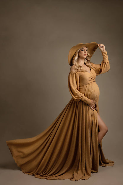 Crocus Maternity Dress - Camel CLEARANCE SALE - Mii-Estilo.com